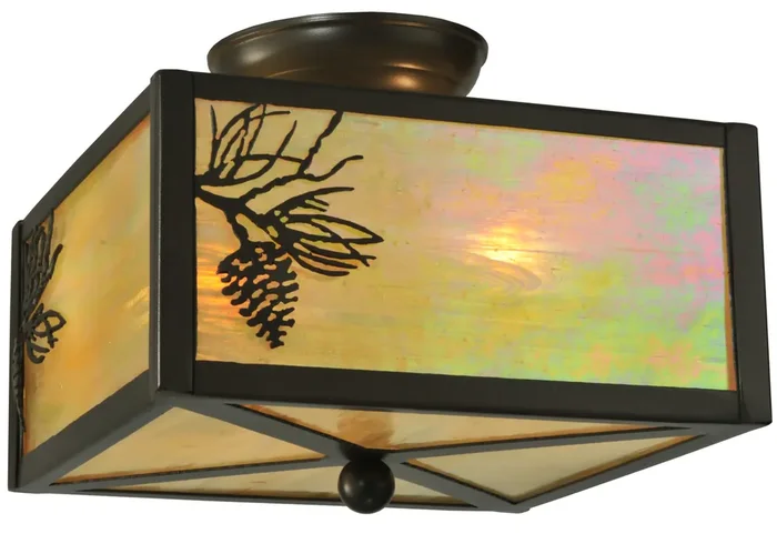 Meyda 10″square Timeless Bronze Balsam Pine Flushmount – 23211