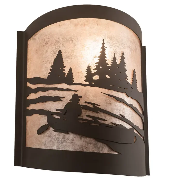 Meyda 10″ Wide Canoe At Lake Left Wall Sconce – 200794