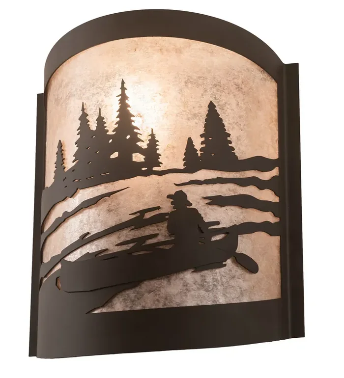 Meyda 10″ Wide Canoe At Lake Right Wall Sconce – 200795