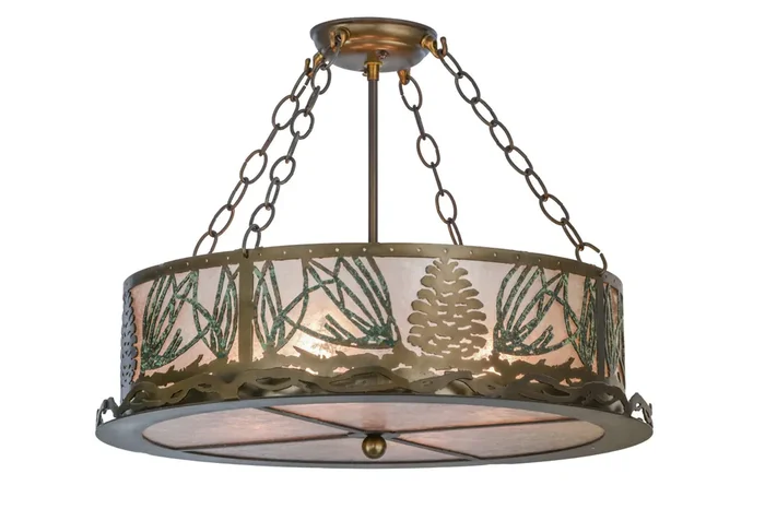 Meyda 22″w Mountain Pine Semi-flushmount – 154878