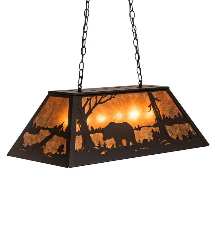 Meyda 33″l Bear At Lake Oblong Pendant – 66368