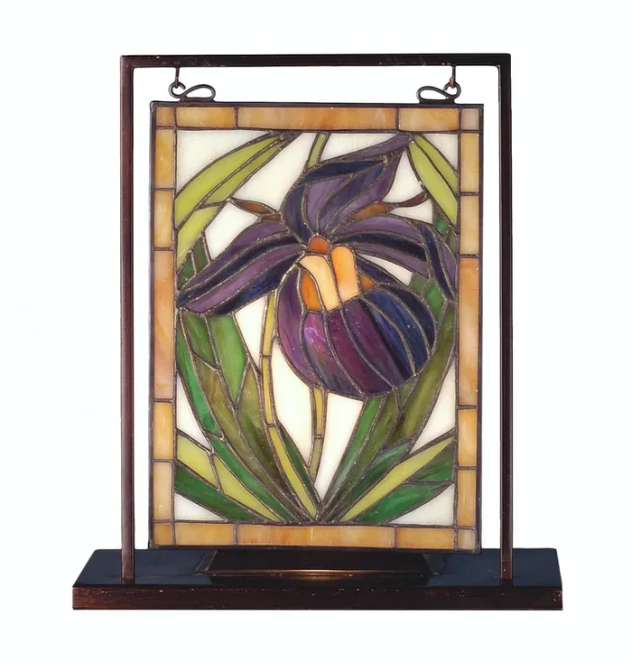 Meyda 9.5″w X 10.5″h Lady Slippers Lighted Mini Tabletop Window – 68351