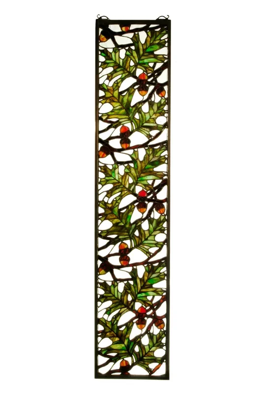 Meyda 9″w X 42″h Acorn & Oak Leaf Stained Glass Window – 31267