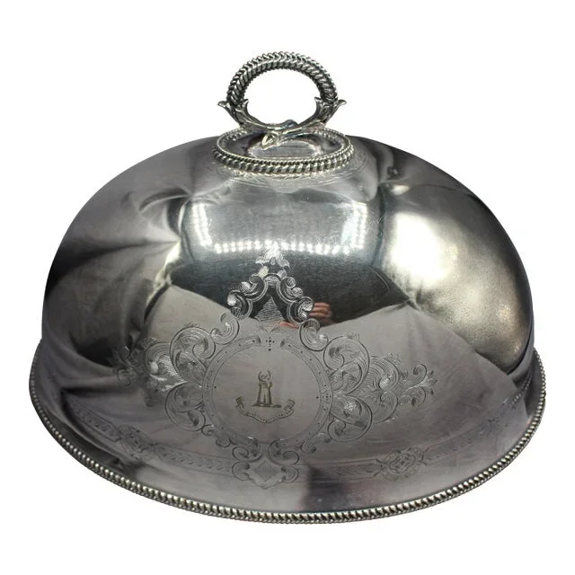 Mid-19th Century English Silver on Nickle Meat Cover by Thomas Bradbury & Sons