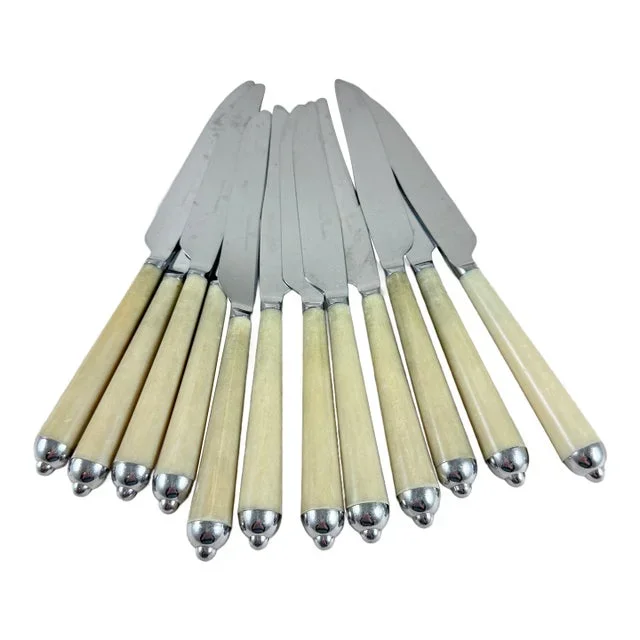 Mid-Century French Bouillet Bourdelle Table Knives, Set of 12