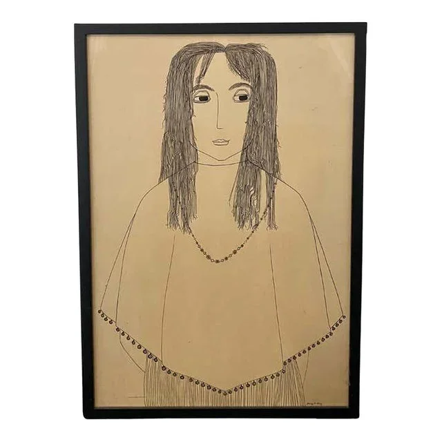 Minimalist Black and White Portrait Drawing by Jerry O’Day