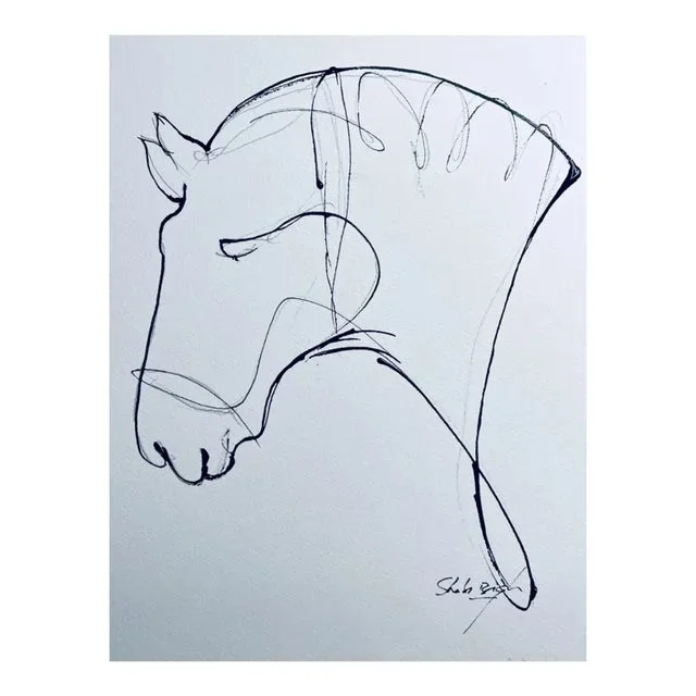 Minimalist Horse Head in Ink 2