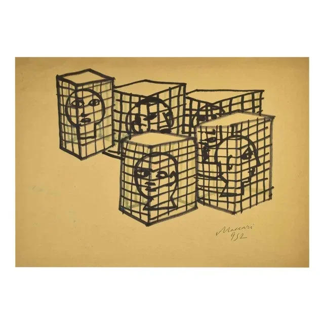Mino Maccari, Figure, Drawing by Mino Maccari, 1952