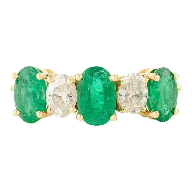 Modern Emerald Diamond Alternative Wedding Band Size 7
