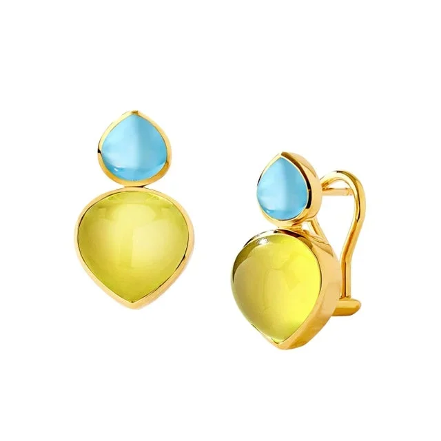 Mogul Gemstone Heart Clip Earrings, 2 Pieces