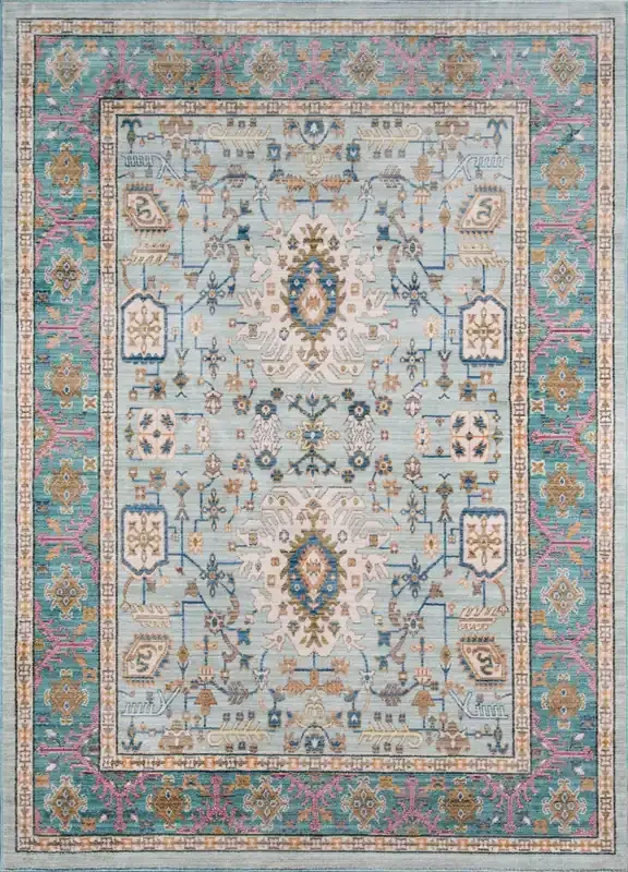 Momeni Rustic Romance RR-05 Teal Machine Made Area Rugs