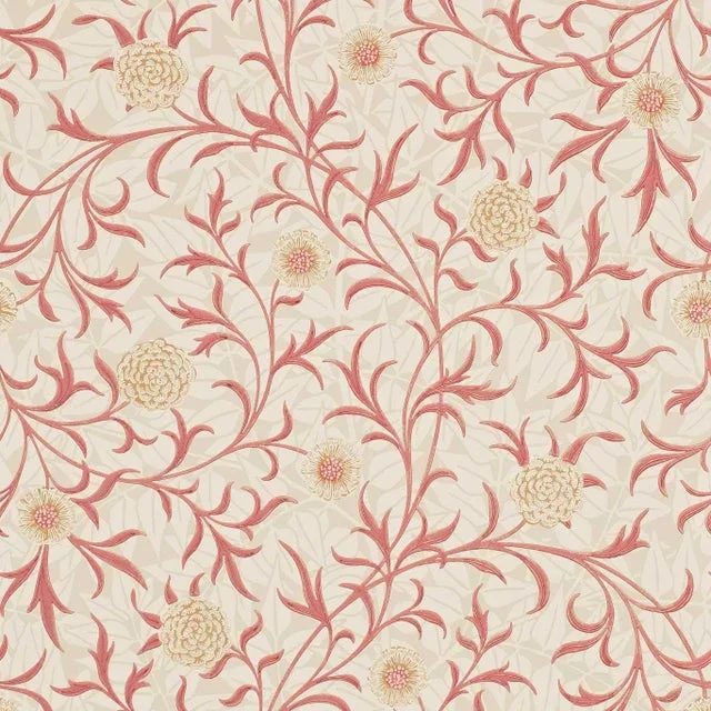 Morris & Co Scroll Wallpaper in Brick/Buff