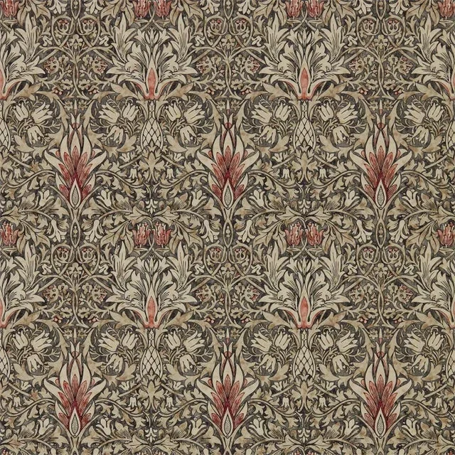 Morris & Co Snakeshead Wallpaper in Charcoal/Spice – a Sample