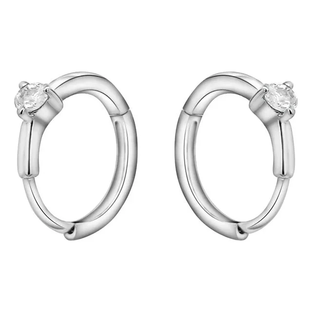 Natural Diamond 14k Huggie Hoop Earrings Multi Ear Placement – 2 Pieces