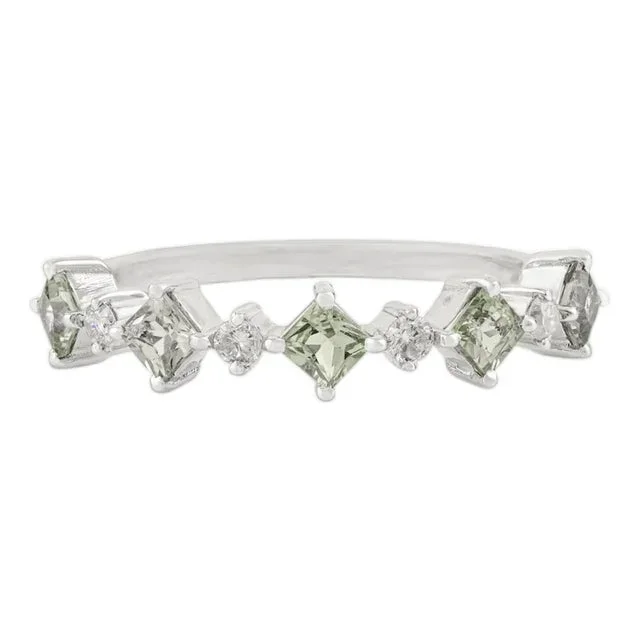 Natural Green Sapphire Minimal Gold Stacking Ring Size 5