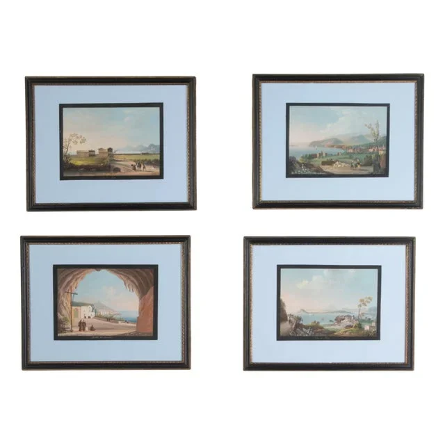 Neapolitan Artist, Naples, Gouache Paintings, 1830, Set of 4