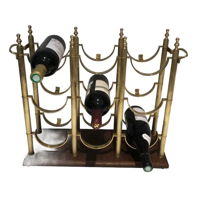 Neoclassical Brass Bottle Rack in the Style of Maison Jansen