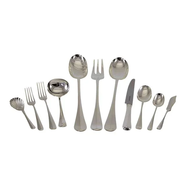 New 1990s Sheffield Finest Rattail Pattern Flatware Set for 12- 66 Pieces