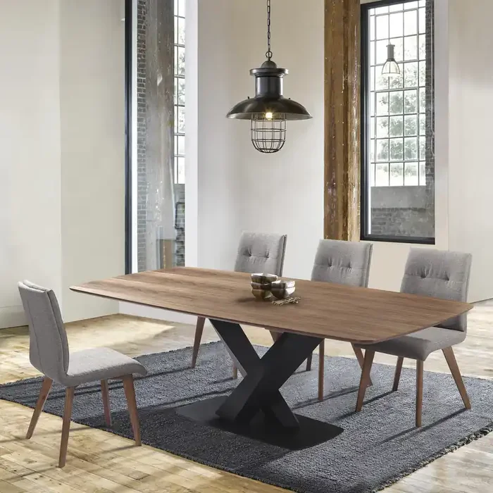 Noble Mid-century Walnut Wood 5 Piece Dining Set