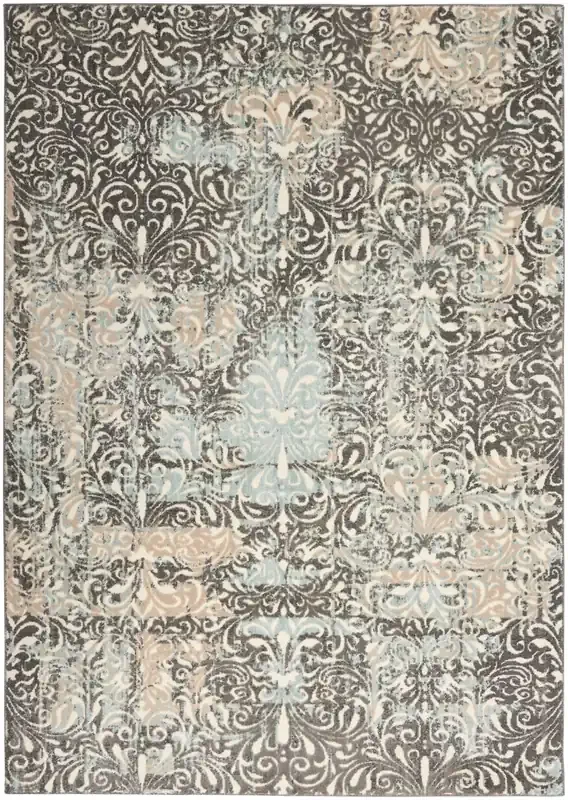 Nourison Soma Som04 Charcoal Teal Ivory Area Rugs