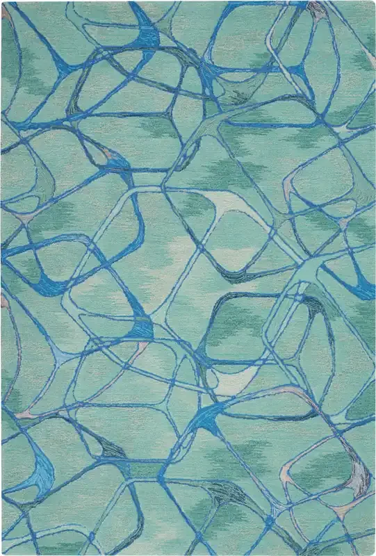 Nourison Symmetry Smm05 Aqua Blue Area Rugs