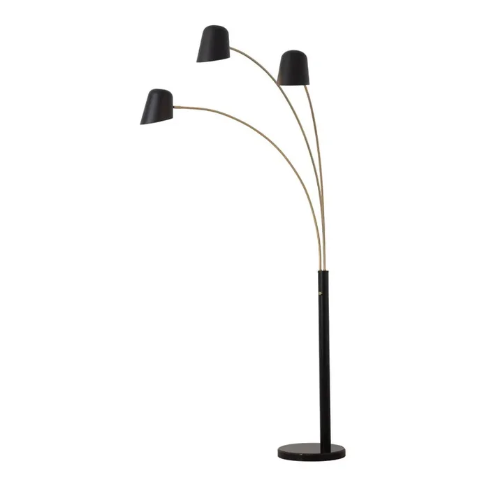 Nova of California Culver 86″ 3 Light Arc Lamp In Matte Black & Weathered Brass With Dimmer Switch 3-Light