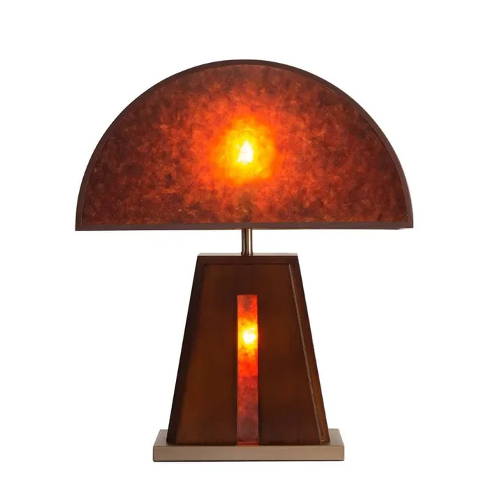 Nova of California Natural Mica 25″ Accent Table Lamp In Espresso And Weathered Brass With Night Light Feature And 4-way Rotary Switch 2-Light