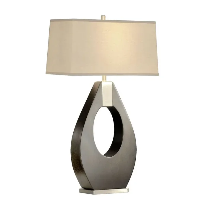 Nova of California Pearson 30″ Table Lamp In Pecan Wood And Brushed Nickel With 3-way Rotary Switch