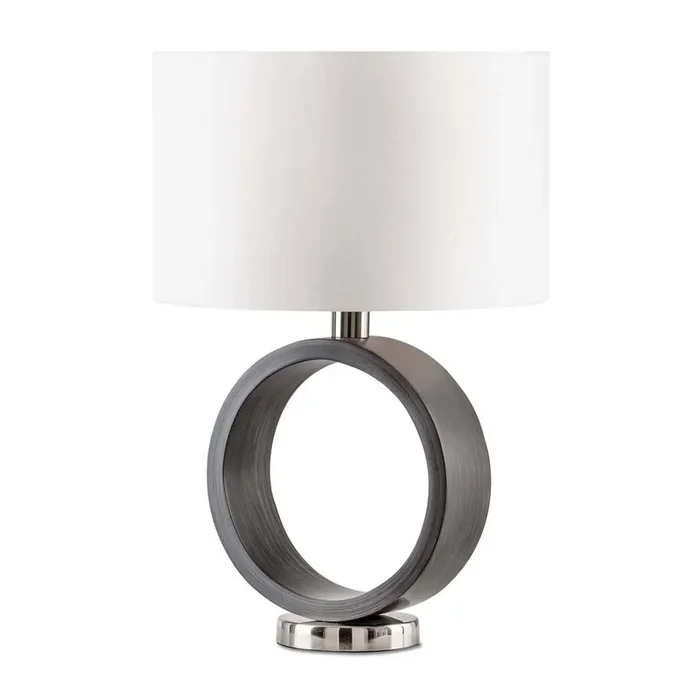 Nova of California Tracey Ring 24″ Table Lamp In Charcoal Gray And Brushed Nickel With On/off Switch