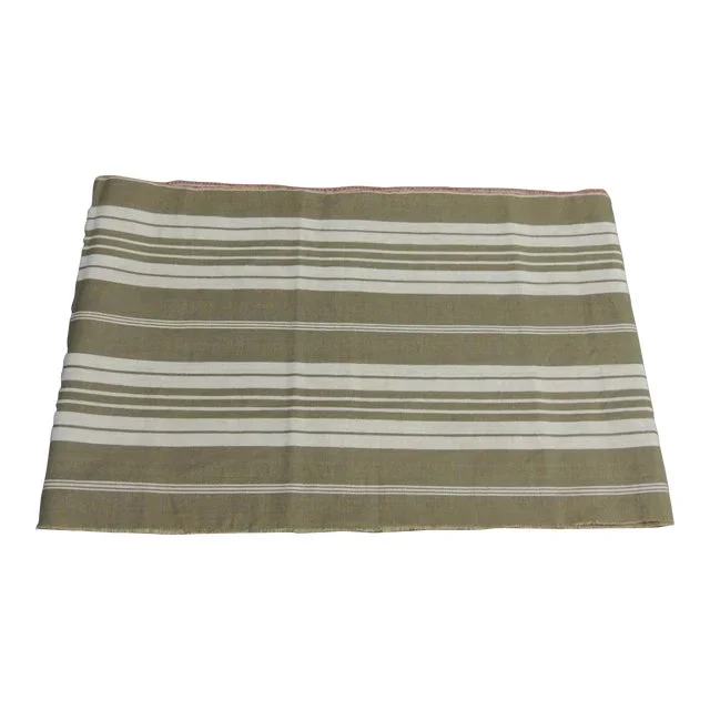 Olive Green and White Stripes Cotton Fabric