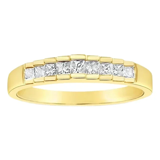 One Third Carat Step Up Style Princess Cut Wedding Band, Size 9