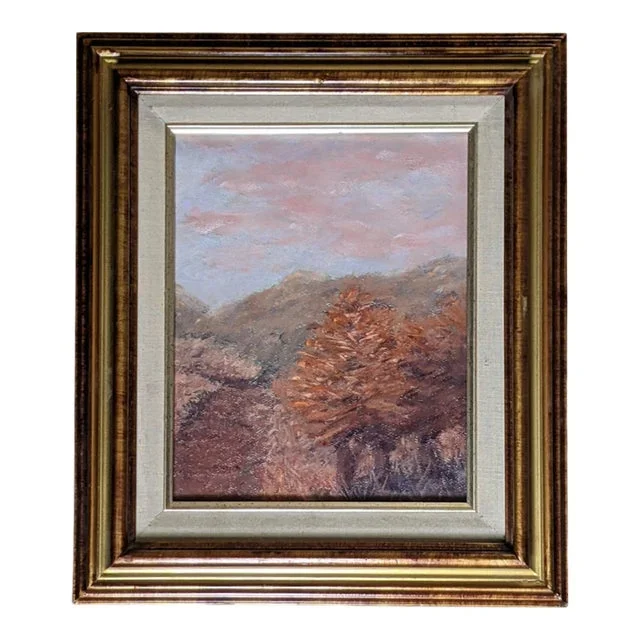 Original Autumn “Changing of the Leaves” Fauvist Landscape Pastel Drawing Framed