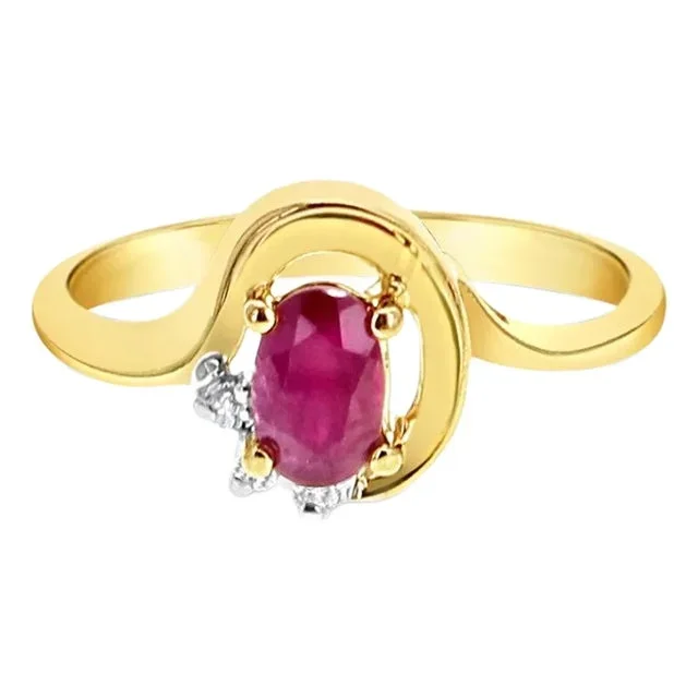 Oval Ruby Diamond Vintage Statement Ring, Size 8