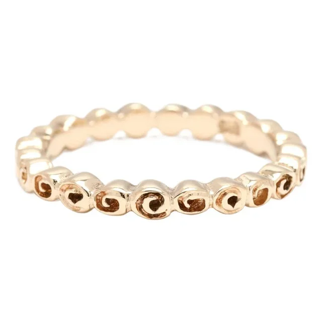 Pandora Small Roses Engraved Band Ring, 14k Yellow Gold, Ring Size 5.25