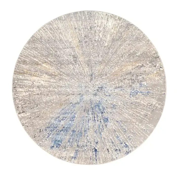 Pasargad Home PL-694D RND Starburst Power Loom White Area Rug