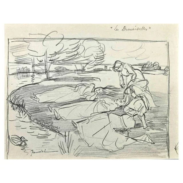 Pierre Georges Jeanniot, Les Demoiselles, Drawing, Late 19th Century