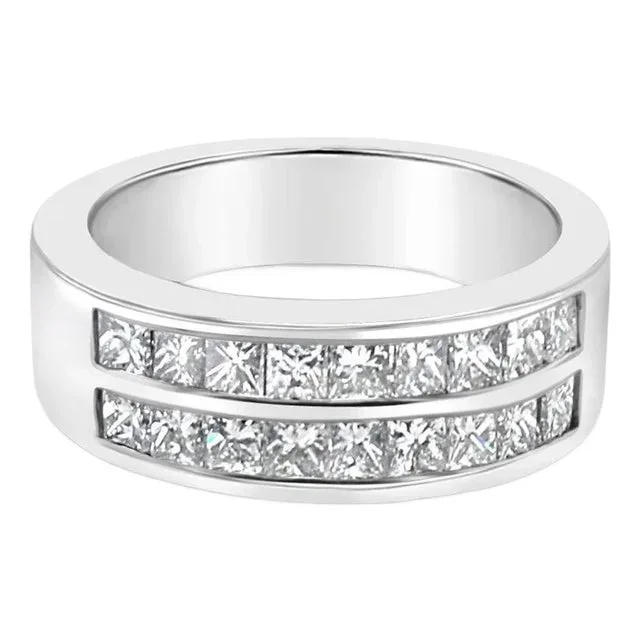 Princess Cut Channel Wedding Band 1.75cttw 14k White Gold, Size 9