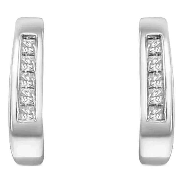 Princess Cut Diamond Huggie Earrings .25cttw 14K White Gold, 2 Pieces