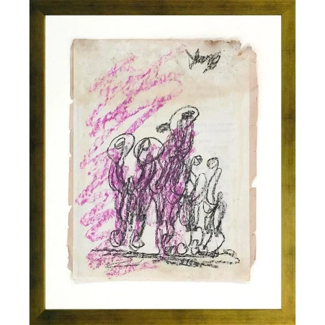 Purvis Young Drifters (Original Mixed Media on Paper)