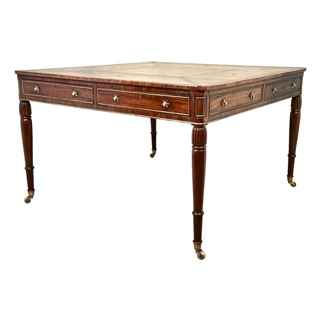 Regency Mahogany and Brass Partners Writing Table, 1815
