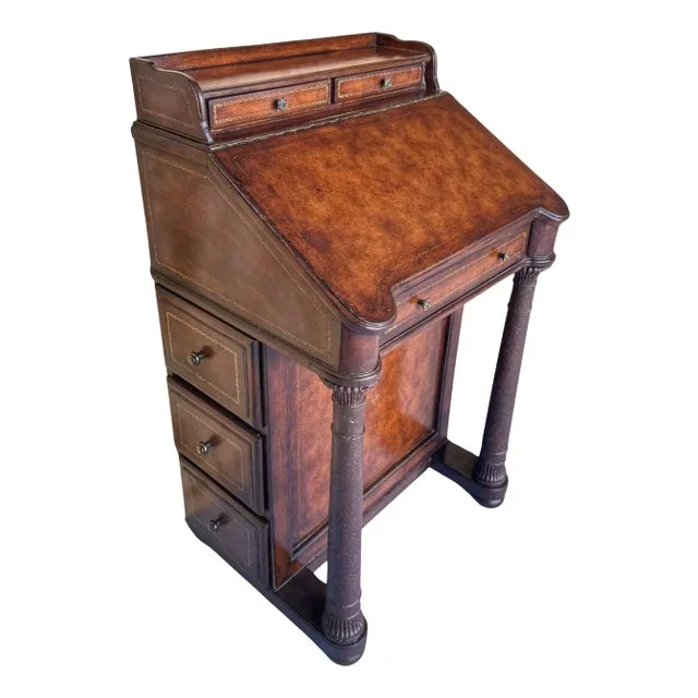 Regency Style Leather Wrapped Davenport Desk, Atrib. Maitland-Smith