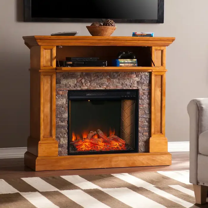 Rosedale Convertible Smart Fireplace W/ Faux Stone