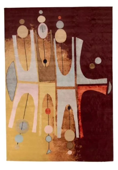 Rug & Kilim’s Mid-Century Modern Style Rug In Red And Gold Geometric Pattern