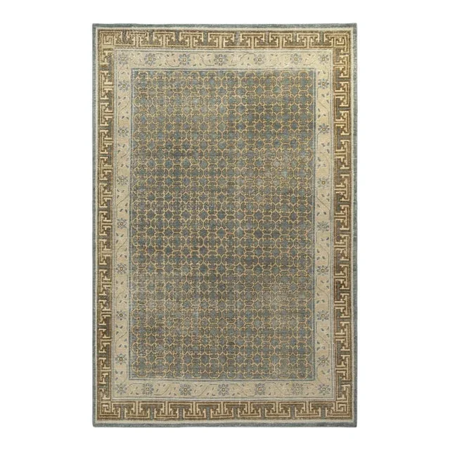 Rug & Kilim’s Oversized Border Rug in Slate Blue, 12×15