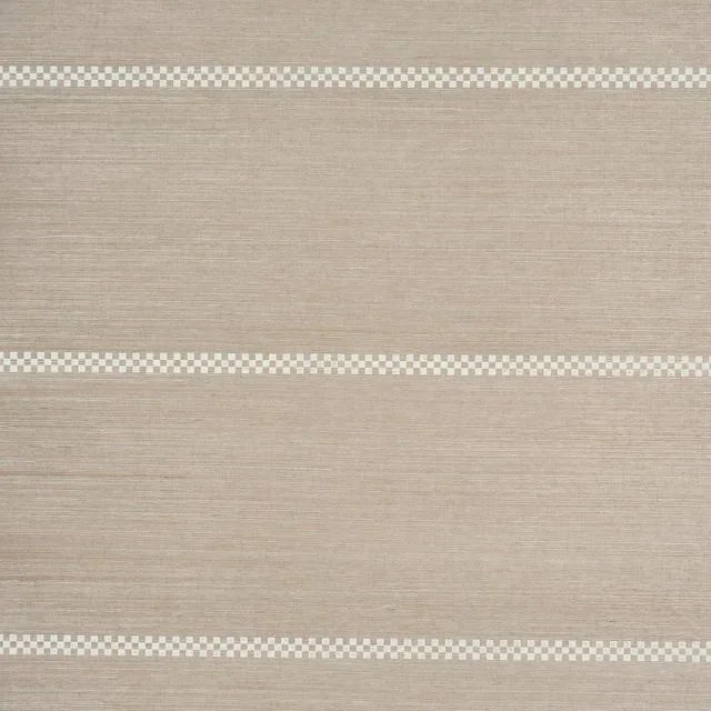 SAMPLE – Schumacher Checkered Stripe Sisal Wallpaper In Flax 1