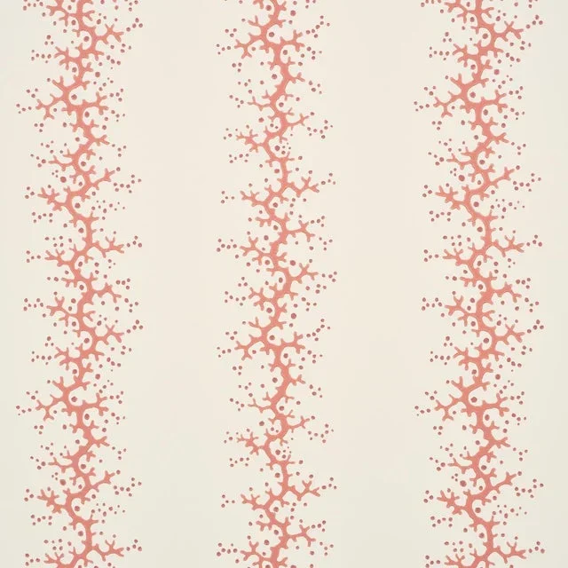 SAMPLE – Schumacher Coral Stripe Wallpaper In Coral