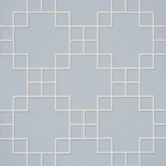 SAMPLE – Schumacher Georgette Trellis Wallpaper In Light Blue