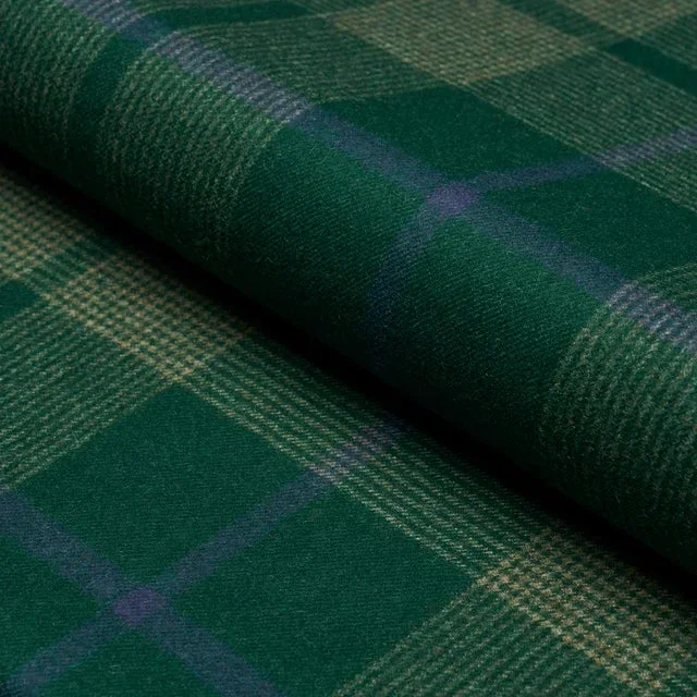 SAMPLE – Schumacher Montana Wool Plaid Fabric In Hunter