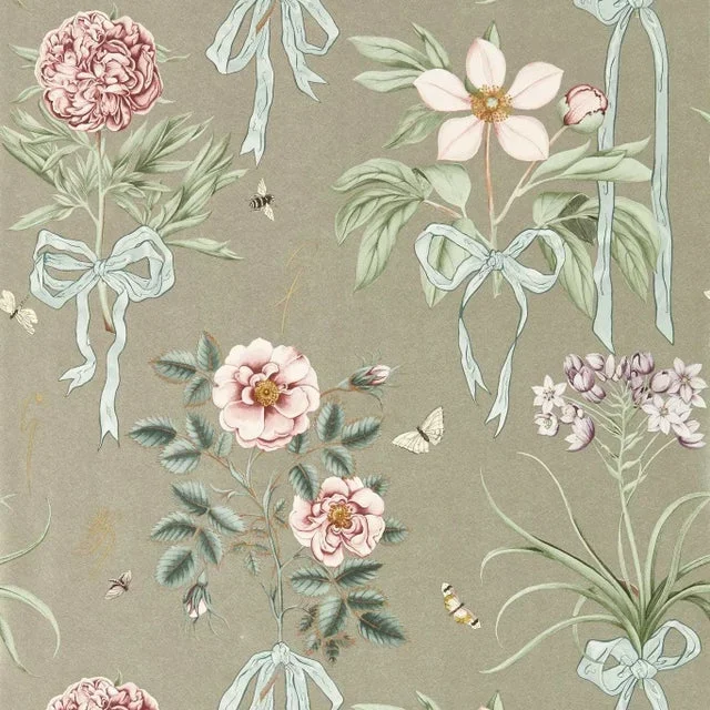 Sanderson Cupid`s Beau Wallpaper in Florin/Madder – a Sample