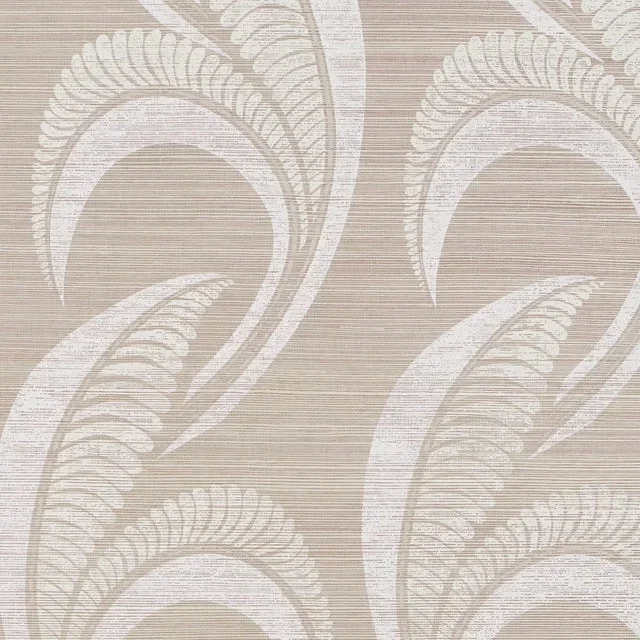 Schumacher Banana Leaf Sisal Wallpaper In Silver